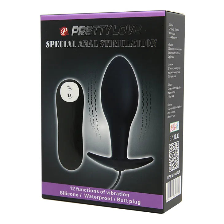 Pretty Love Vibrating Bulb Shaped Butt Plug Black