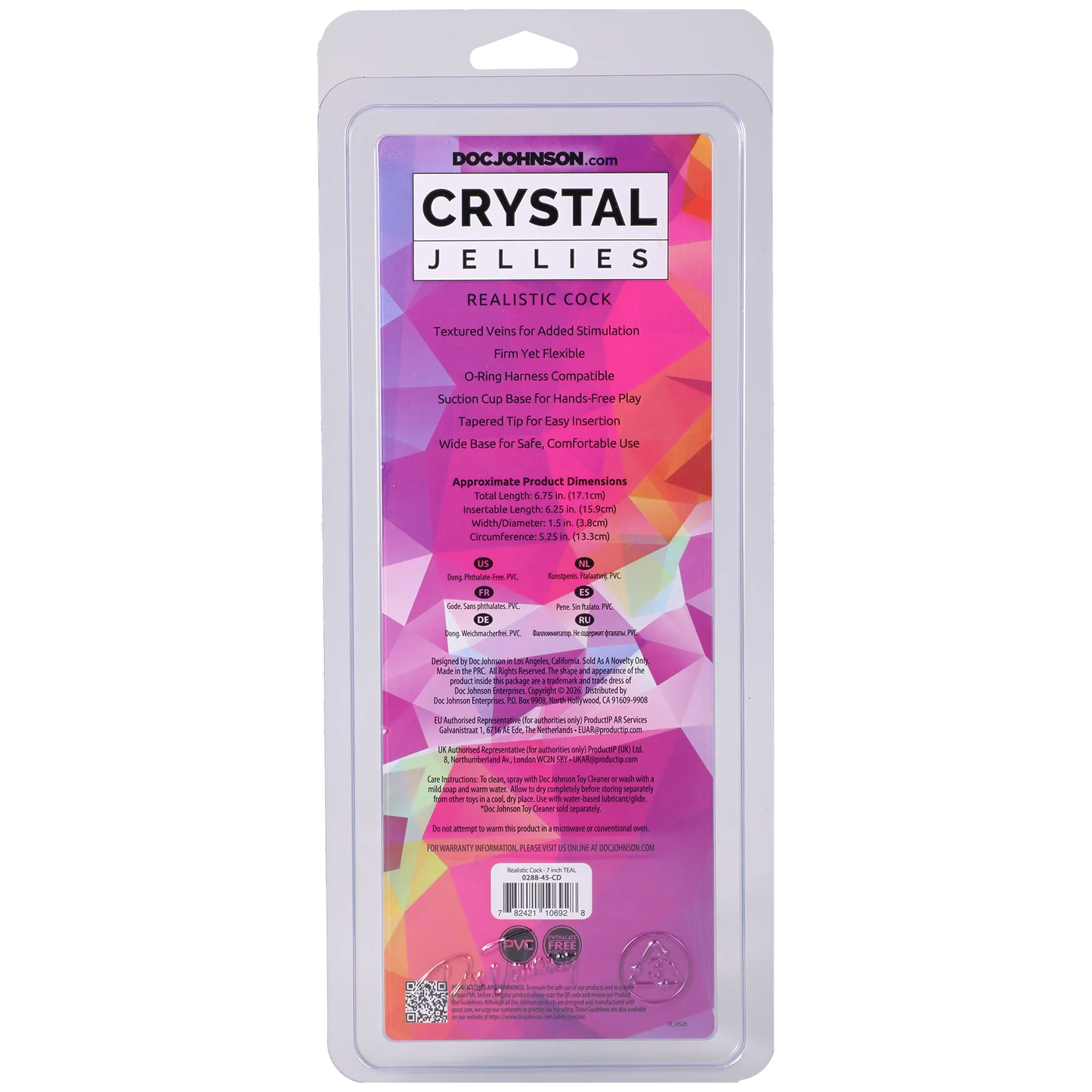 Crystal Jellies - Realistic Cock - 7 Inch Pink