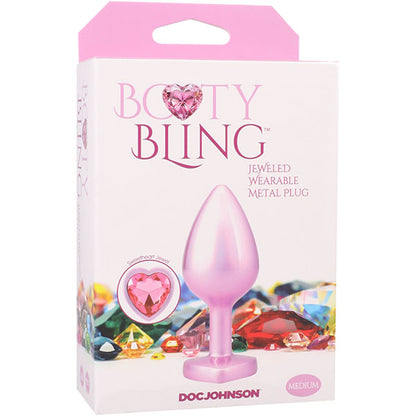 Booty Bling Metal Heart Plug - Medium - Pink