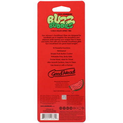 Goodhead - Buzz Buddies - 5 Inch Muti-Speed Vibe Watermelon