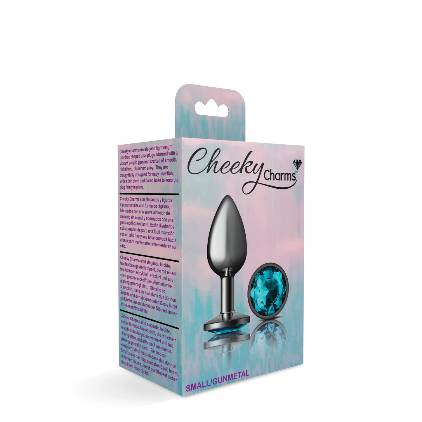 Teal Round Gem Gunmetal Metal Plug - Sm