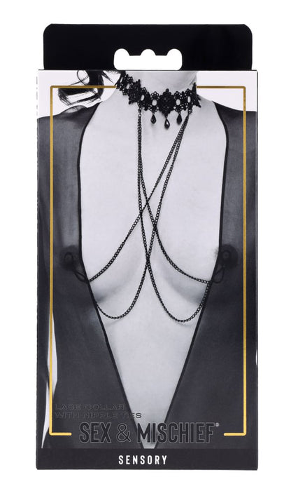 Lace Collar With Nipple Ties