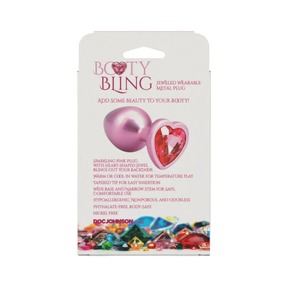 Booty Bling Metal Heart Plug - Medium - Pink